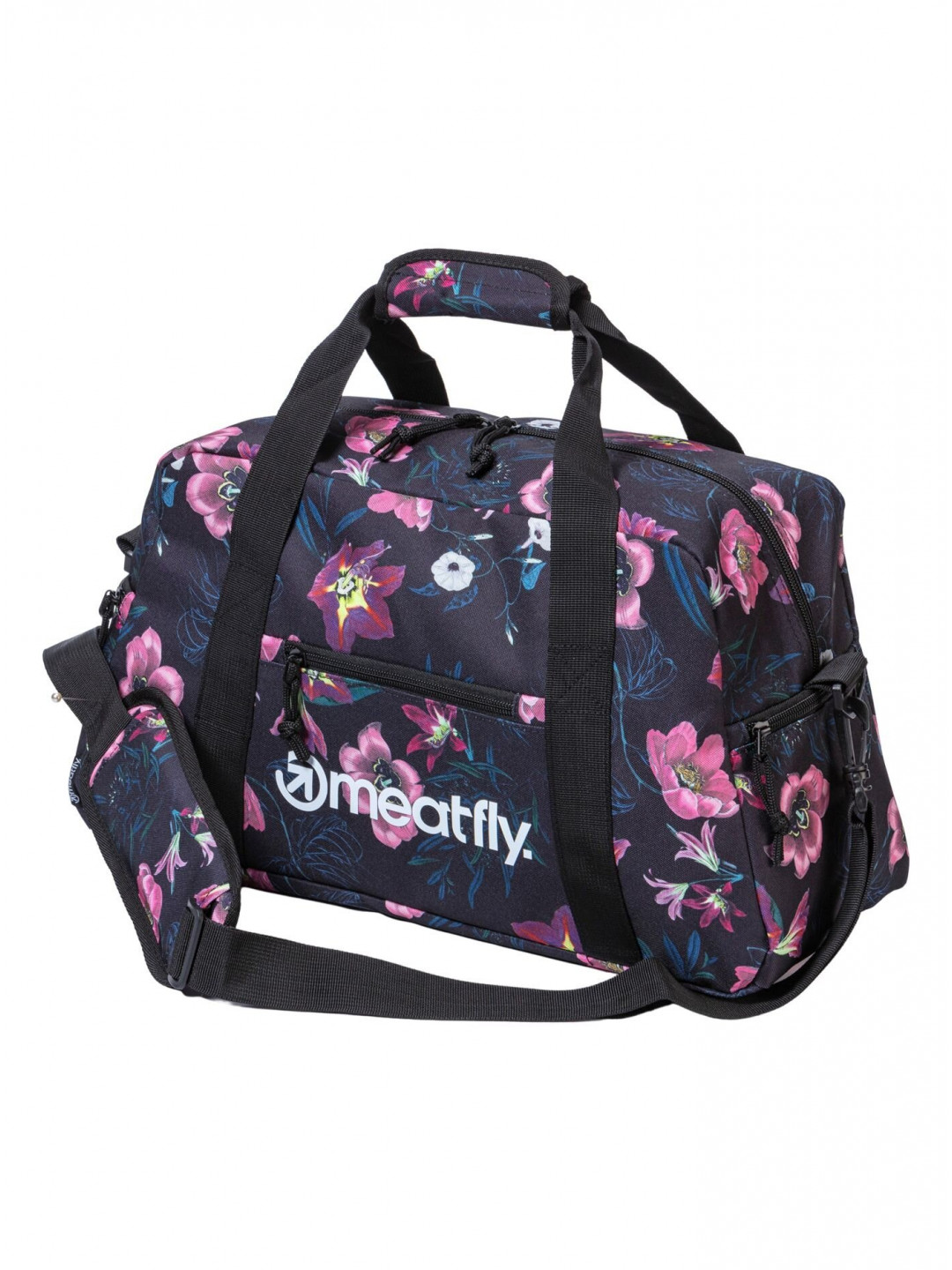 Meatfly cestovní taška Mavis Hibiscus Black Květy Objem 26 L